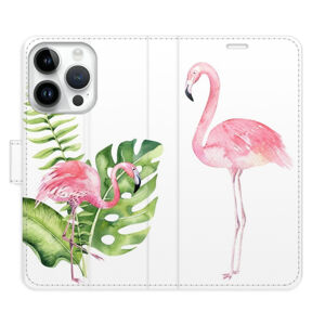 Flipové puzdro iSaprio - Flamingos - iPhone 15 Pro