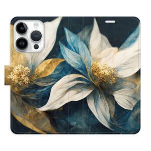 Flipové puzdro iSaprio - Gold Flowers - iPhone 15 Pro