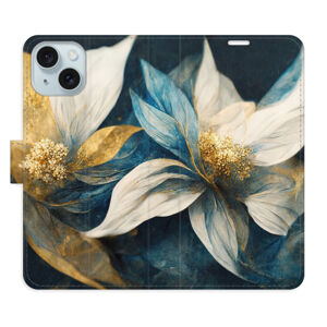 Flipové puzdro iSaprio - Gold Flowers - iPhone 15