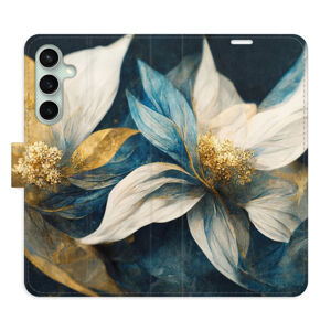 Flipové puzdro iSaprio - Gold Flowers - Samsung Galaxy S23 FE