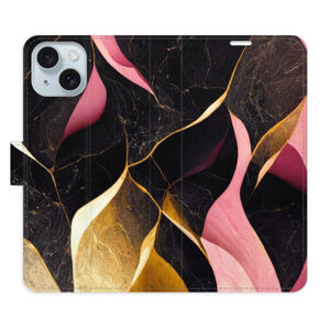 Flipové puzdro iSaprio - Gold Pink Marble 02 - iPhone 15