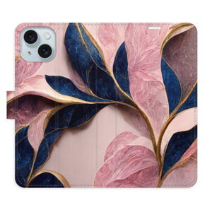 Flipové puzdro iSaprio - Pink Leaves - iPhone 15