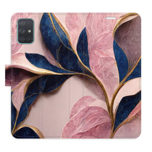 Flipové puzdro iSaprio - Pink Leaves - Samsung Galaxy A71