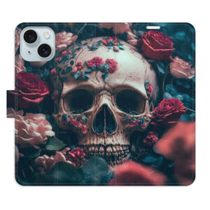 Flipové puzdro iSaprio - Skull in Roses 02 - iPhone 15