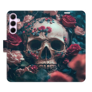 Flipové puzdro iSaprio - Skull in Roses 02 - Samsung Galaxy A35 5G