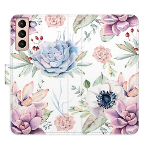 Flipové puzdro iSaprio - Succulents Pattern - Samsung Galaxy S21