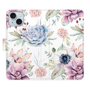 Flipové puzdro iSaprio - Succulents Pattern - iPhone 15